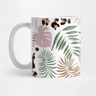 leopard print baby and tropical leaves Mug